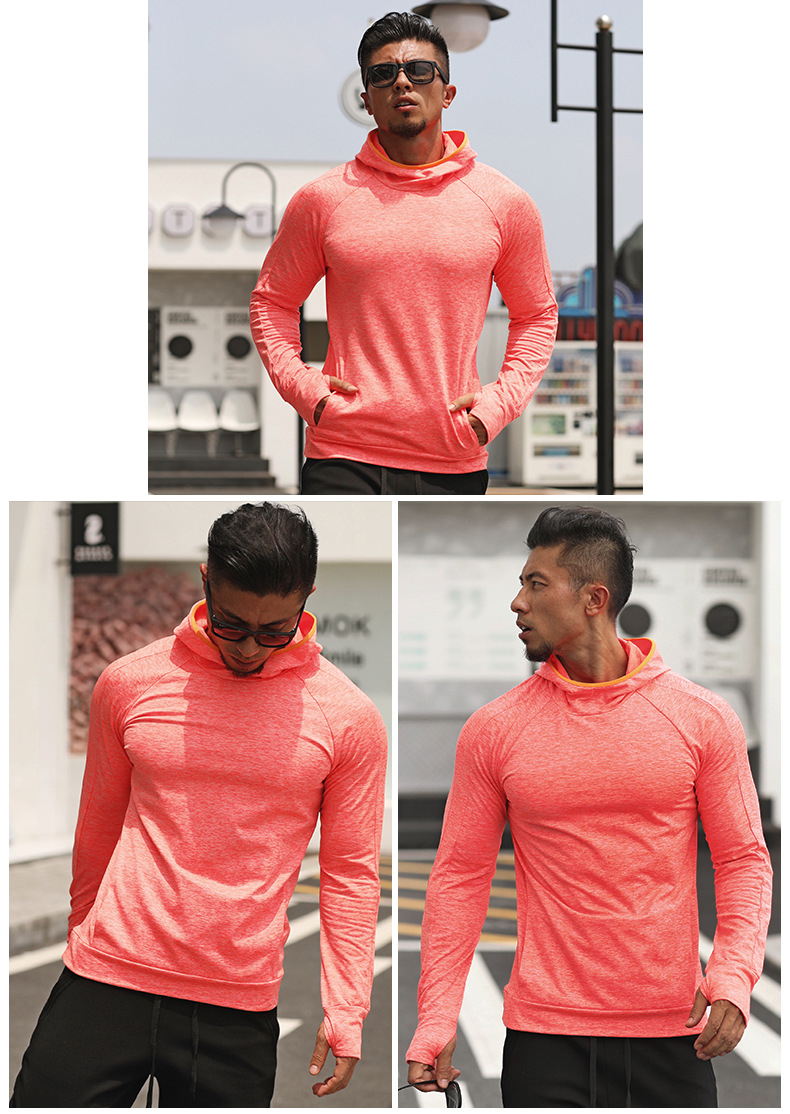 秋冬季男健身衣磨毛连帽卫衣运动上衣跑步外套