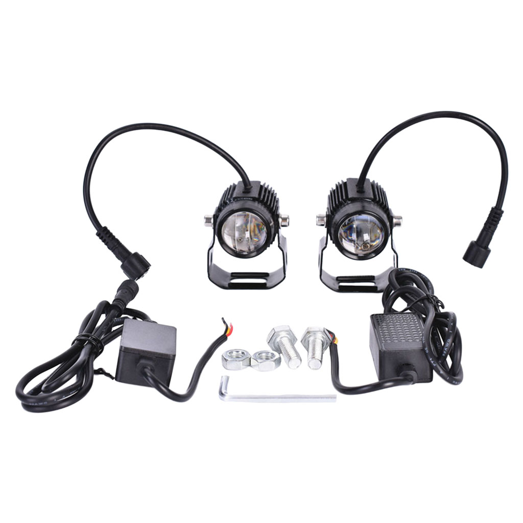 1 Pair Auxiliary Lights Round Flood White Yellow LED Headlight for Night Driving Headlights