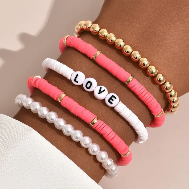 Pulsera de perlas y abalorios Love, Accesorios - Pulseras