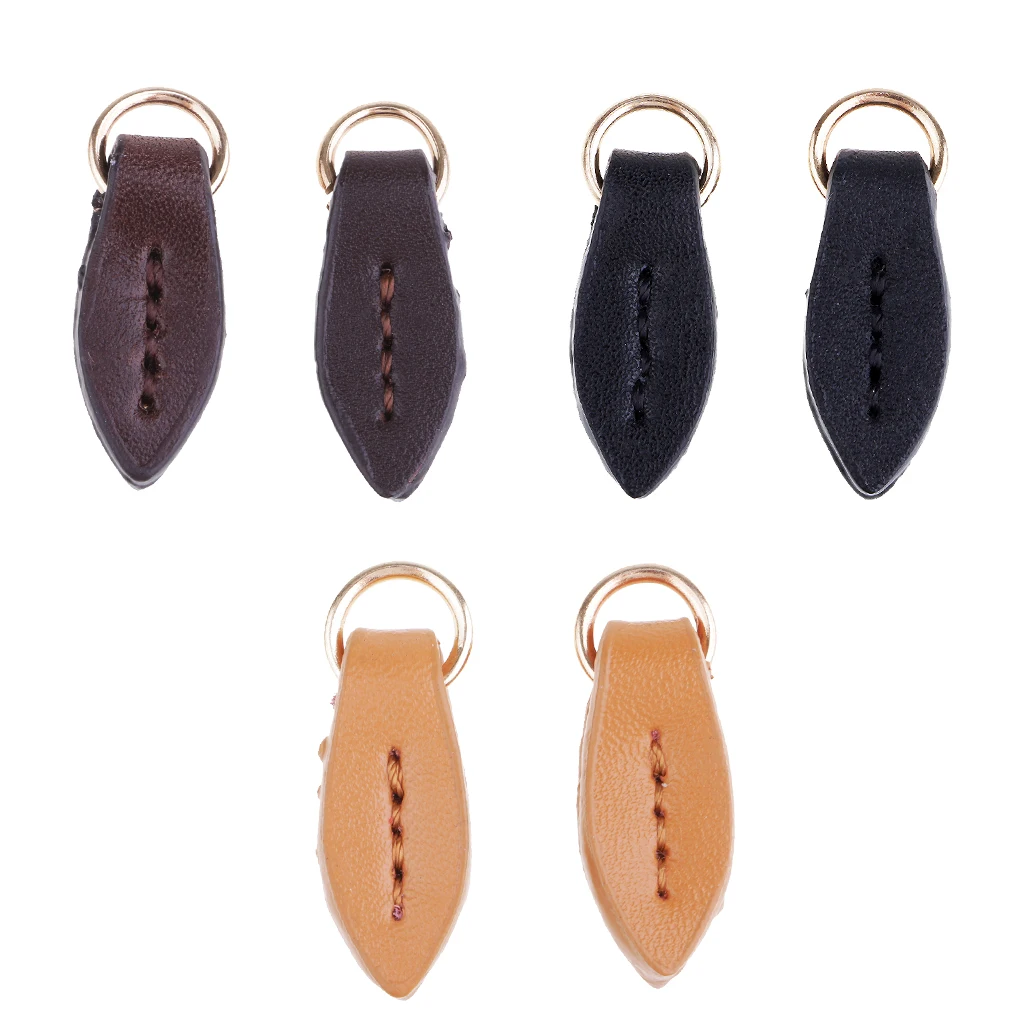 2pcs Leaf Leather Zipper Sliders Pull Zipper Repair for Handbags Replacement 