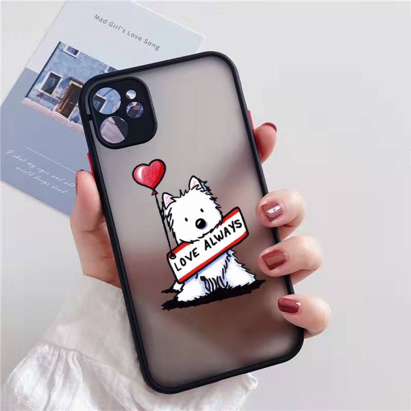 Westie lovely cartoon dog Phone Case matte transparent  For iphone 7 8 11 12 13 plus mini x xs xr pro max cover iphone 11 case with card holder