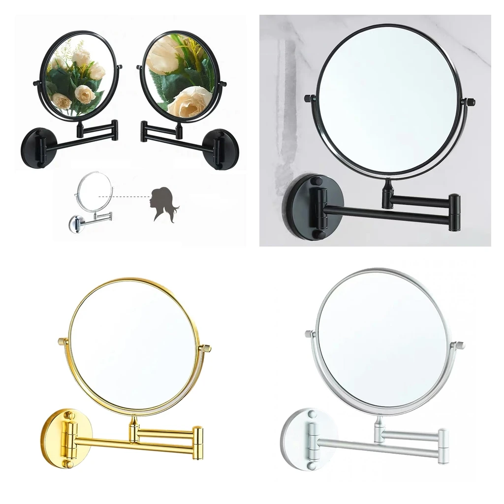 Wall Mounted Makeup Mirror with 1x/3x Magnification, Double Sided Vanity Magnifying Mirror for Bathroom Hotel, Chrome Finished