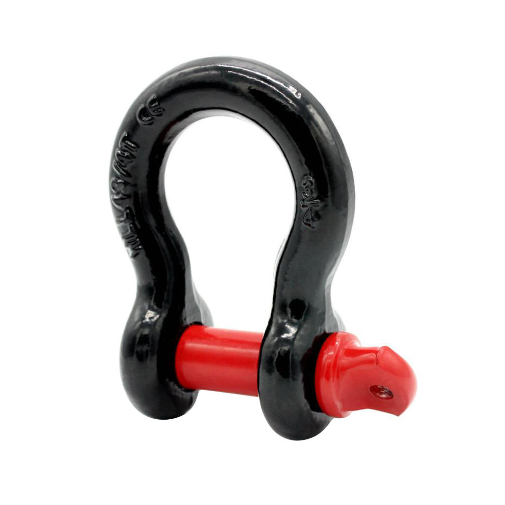 Practical 3/4'' 4.75Ton Bumper Tow Trailer Hook D-Ring Bow Shackle Red Black 45# Steel Heat Treatment