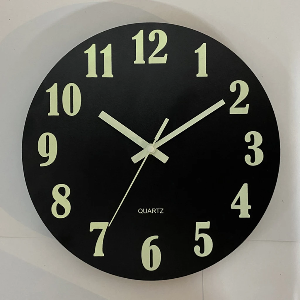 Vintage Wooden 30cm/12inch Luminous Wall Clock Non-ticking Hanging Clocks Room Ornament