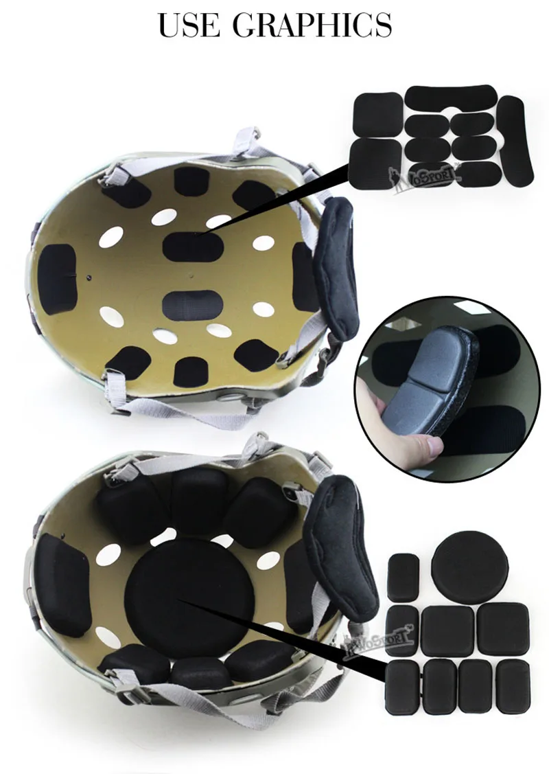 Outdoor Helmet Sponge Pad Tactical Fast Helmet Inner EVA Cushion Hook Sticker MA 