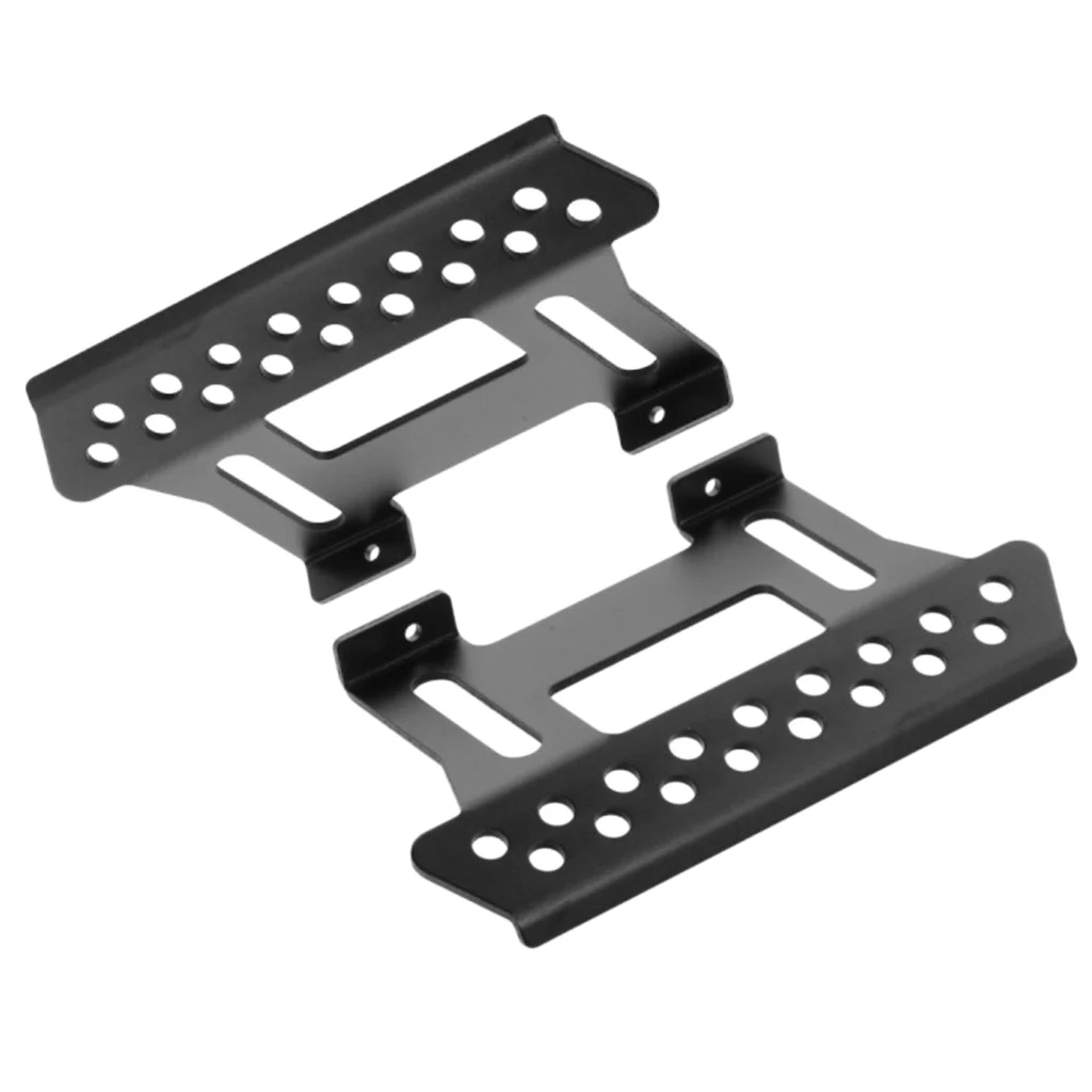 1 Pair Metal Outer Side Pedal Plates Mounting Board DIY Replacement for 1:10 Axial SCX10 D90 1/10 RC Crawler Model Car (Black)