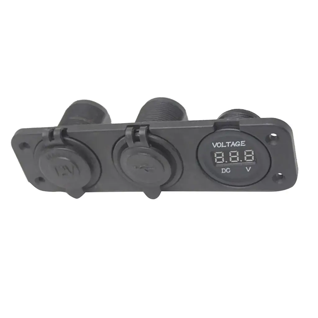 Car Vehicle Cigarette Lighter Socket 12V Dual USB Adapter Charger and Digital Voltmeter Multifunctional product