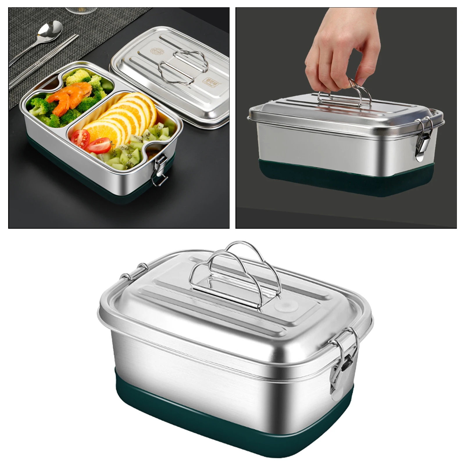 Stainless Steel Bento Lunch Food Box Container, Large Metal Bento Lunch Box Container for Kids or Adults - Dishwasher Safe