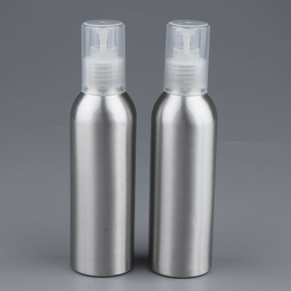 2Pcs Empty Airless Lotion Cream Pump Aluminum Container Cosmetic Bottle Dispenser Travel Containers - 150ml