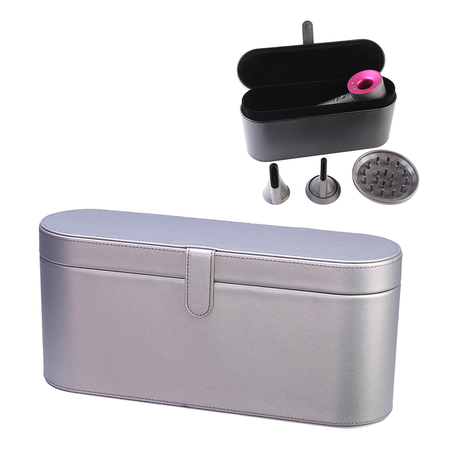Portable PU Leather Hair Dryer Storage Box for Dyson Supersonic Hairdryer Compatible Hot Air Brush Accessories Organizer Bags