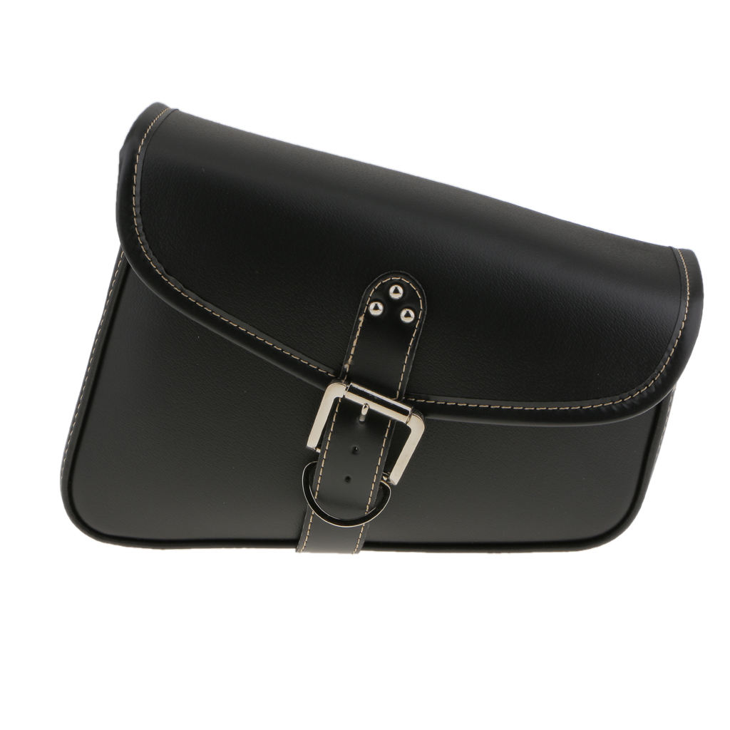 Black PU Leather Motorcycle Universal Saddle Panniers Luggage Bag Storage