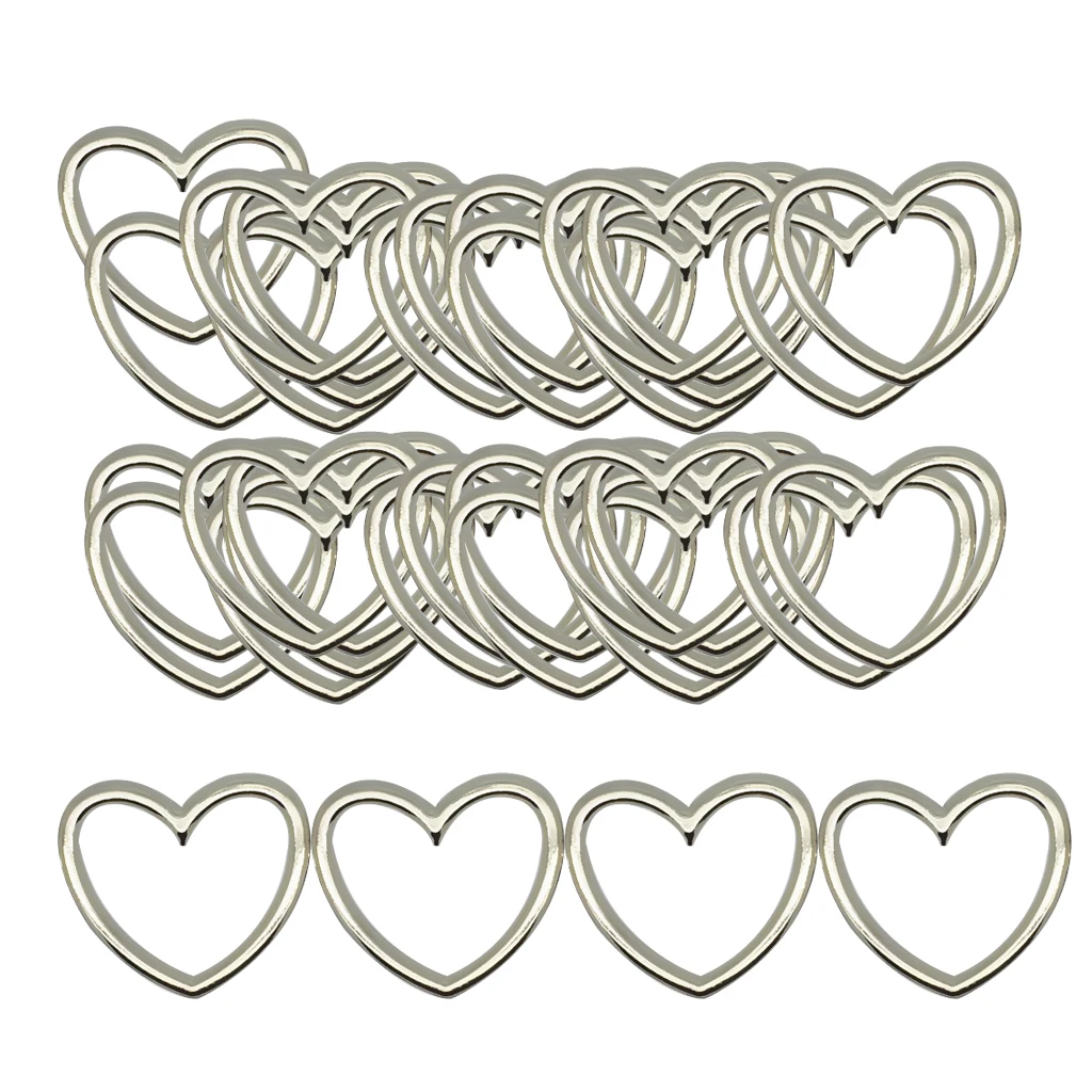 Phenovo 5Pcs Sliver Alloy Heart Circle Rings DIY Charms for Womens Collar Choker Leather Jewelry Leg Ring Garter Belt Making