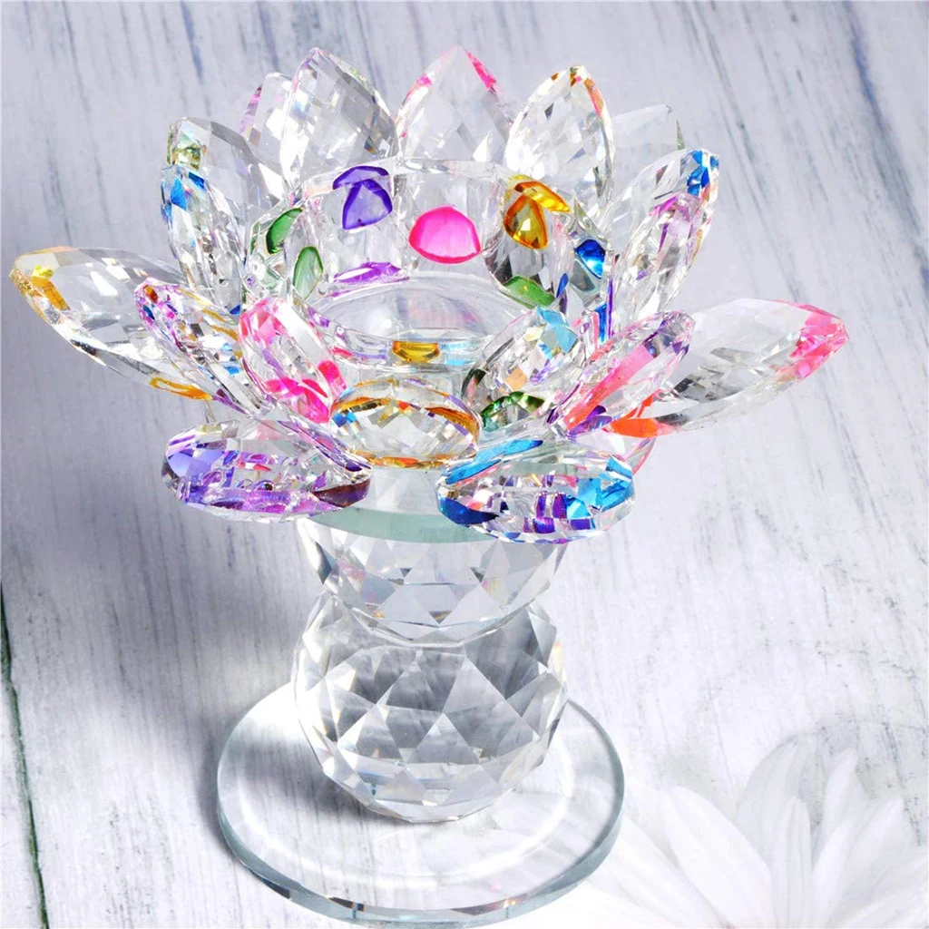 Glass Lotus Candle Holders Home & Table top Decoration Wedding Bar Party Valentine`s Day Decor Art Crafts