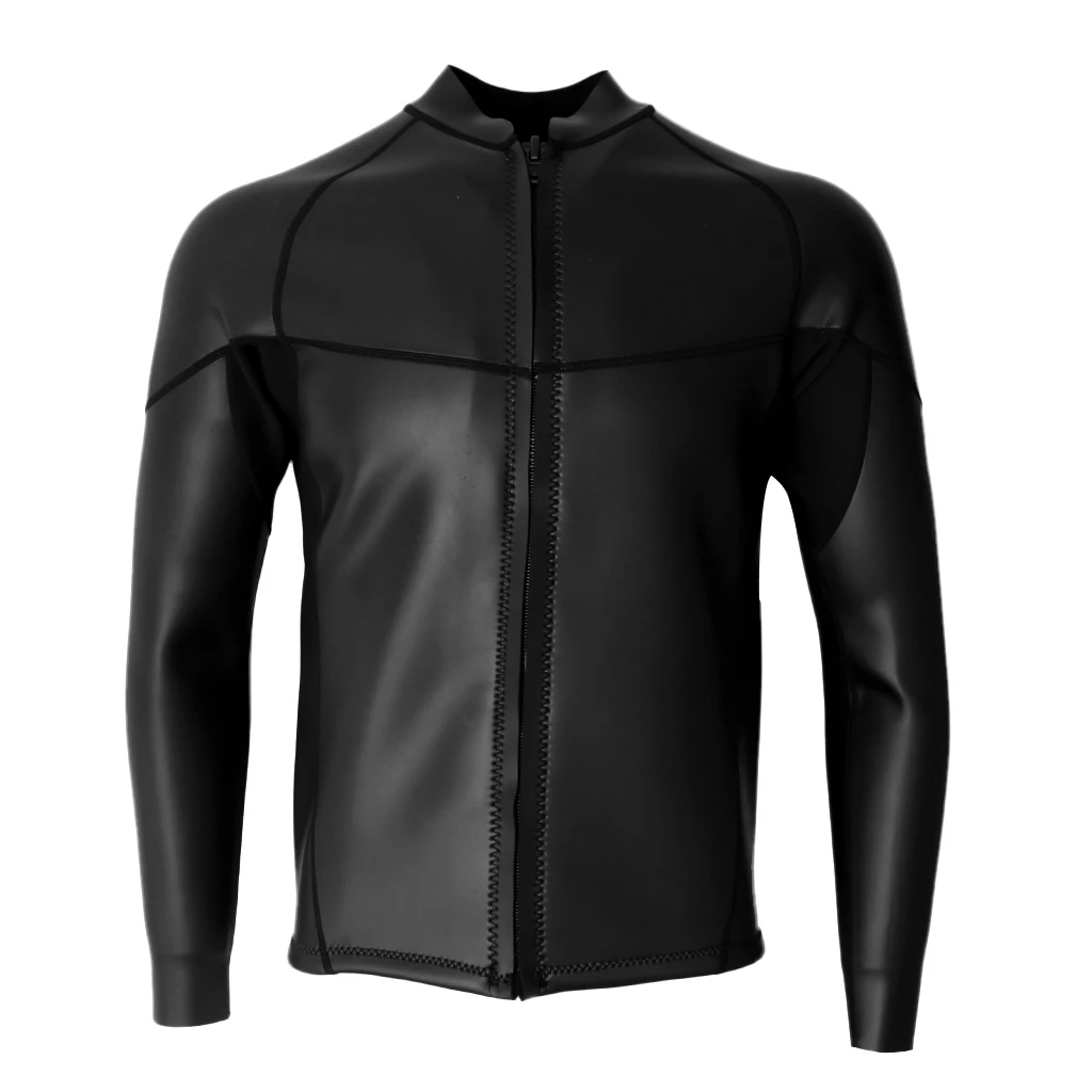 Men`s 2mm Black Neoprene Wetsuit Top Jacket Smooth Skin for Diving Surfing S-XXXL All Sizes