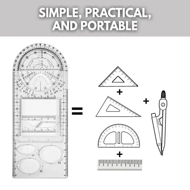 Homelove Multifunctional Geometric Ruler, 2 Pcs Geometric Drawing