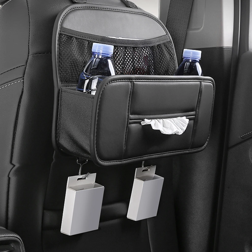 Leather Car Seat Organizer Water Resistant Auto for Phone Tissue Small Items