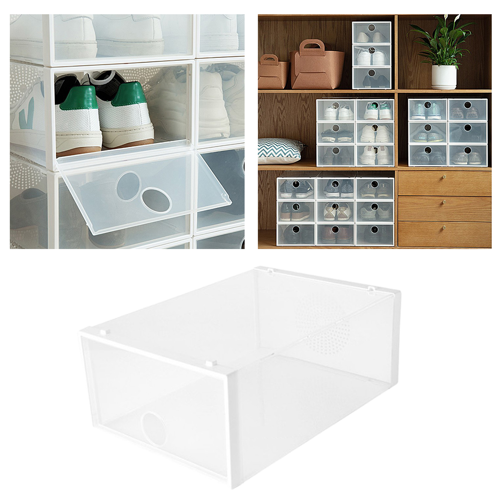 Home Dorm Closet Entryway Shoe Storage Box Clear Shoes Holder Socks Organizer