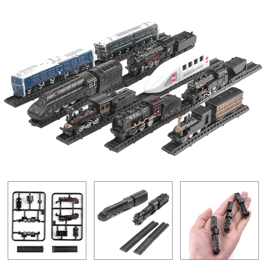 9 Pieces 1:1200 Classic Assembling Train Model Toys Mini Lotomotive Carriage