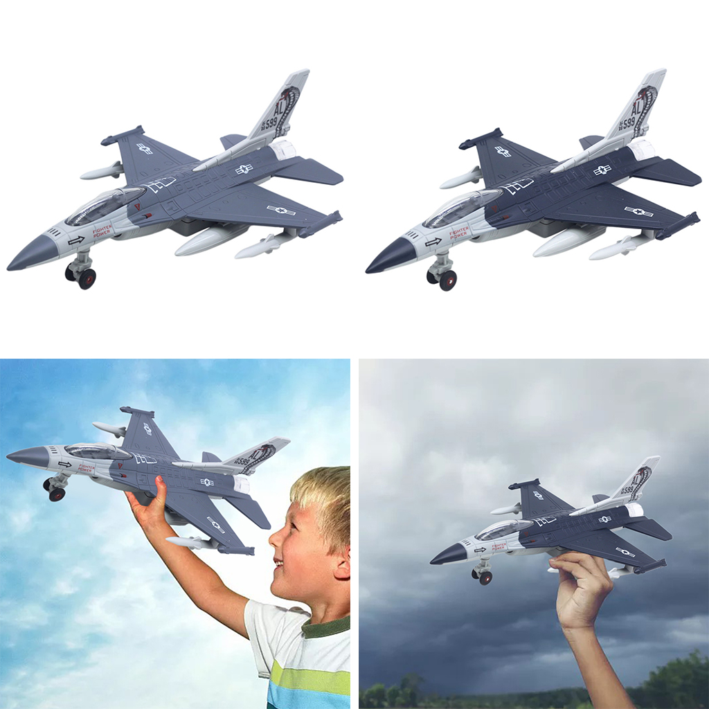 Pull Back Airplane Toy Set Die Cast Metal Themed Fighter Aircraft with Light and Sound for Kids Toy Set Collection