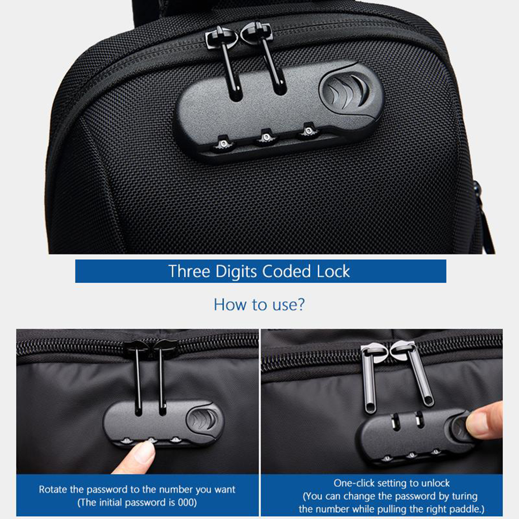Sling Bag Shoulder Waterproof with USB Charging Port for Men  camouflage