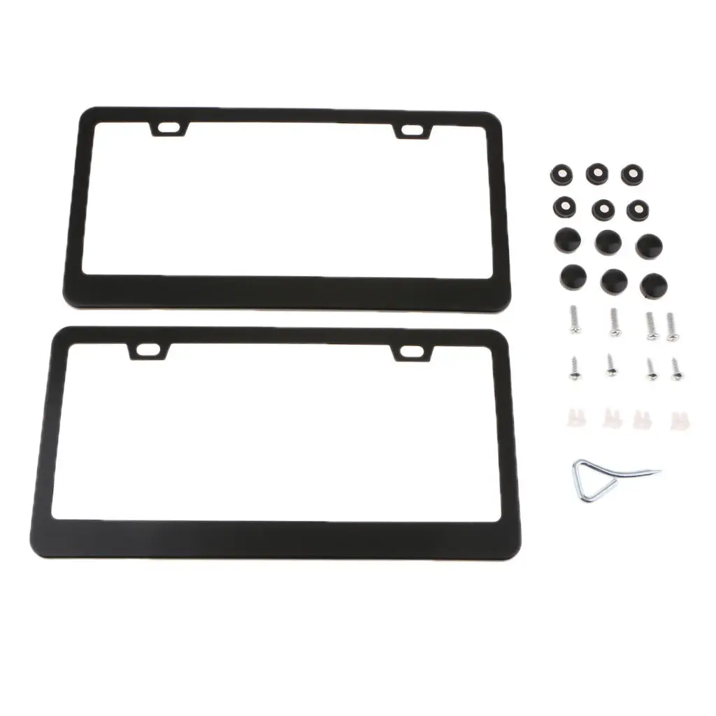 2X Plastic License Plate Frame Tag Cover Accessory For Car Vehicle Screw