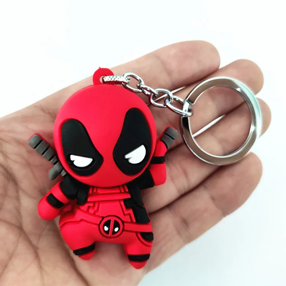 Women's Costumes Cartoon Cute Deadpool Silicone Red/Gray Figure Keychain Backpack School Charm Pendant Key Chain For Kids naruto costume