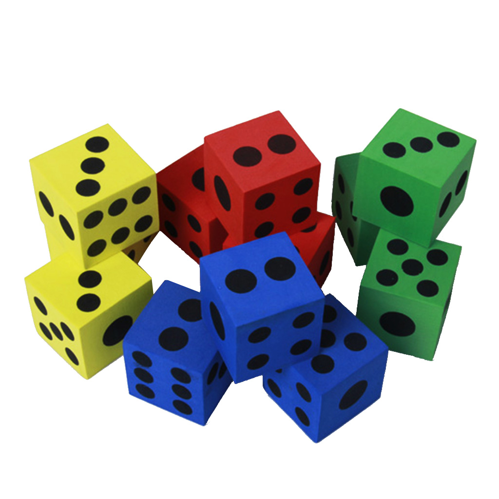 Pack   of   12   Soft   Foam   Dice   Square   15mm   Die   Dotted   for   Kids   Outdoor   Party   Play 