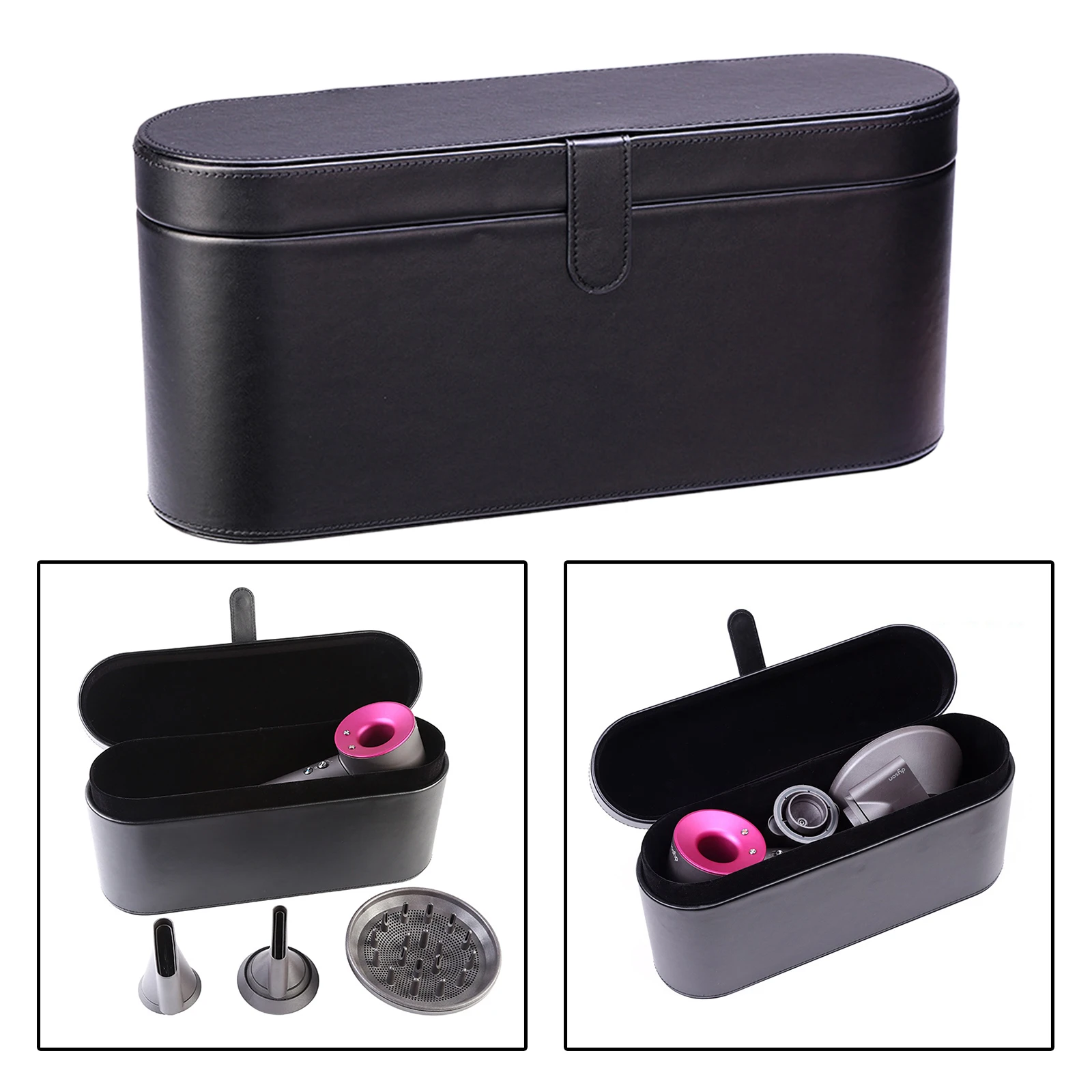 Portable PU Leather Hair Dryer Storage Box for Dyson Supersonic Hairdryer Compatible Hot Air Brush Accessories Organizer Bags
