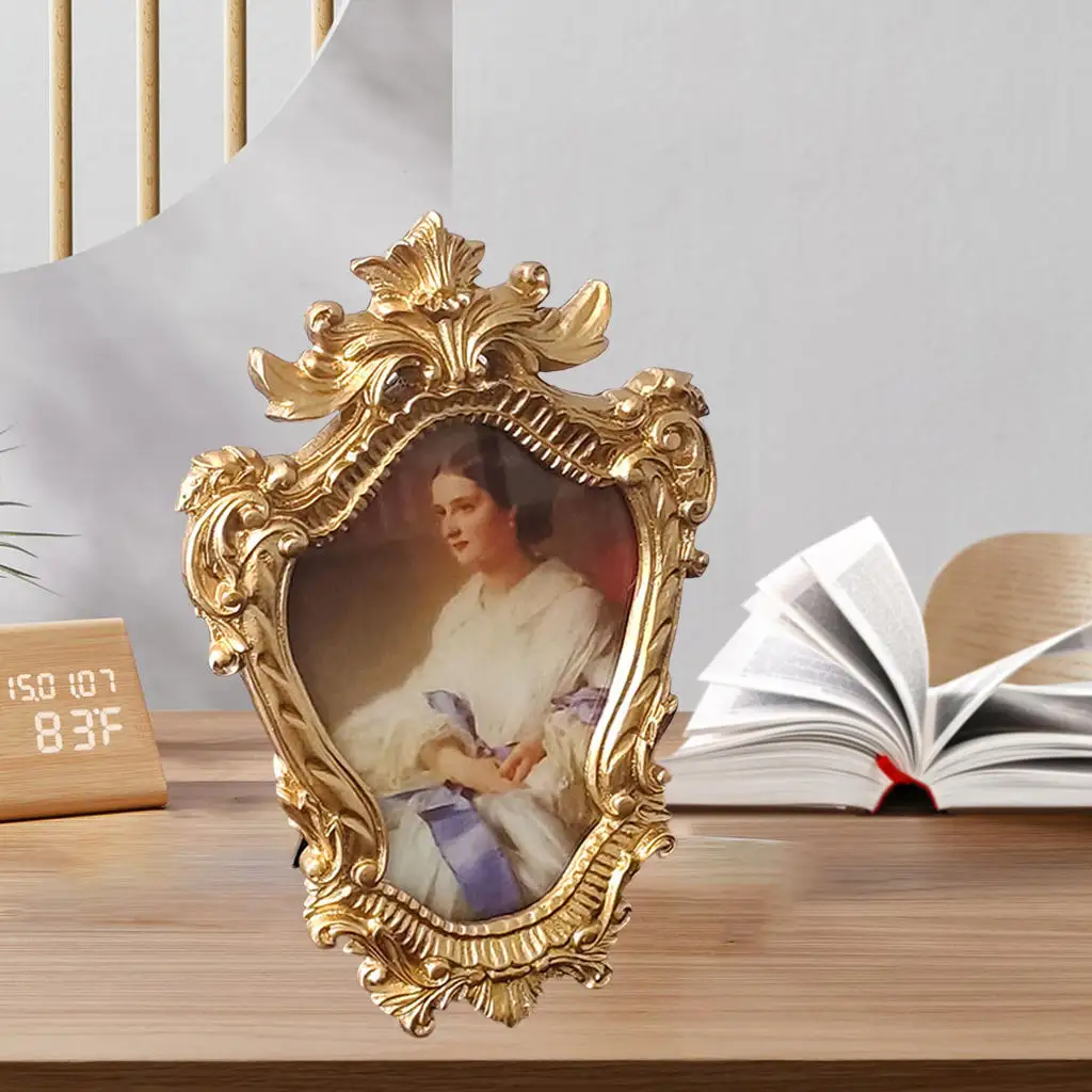 Vintage Style Picture Frame Photos Tabletop Photo Holder Bedroom Ornament Wall Hanging Ornate Arts Picture Frames Birthday Gift