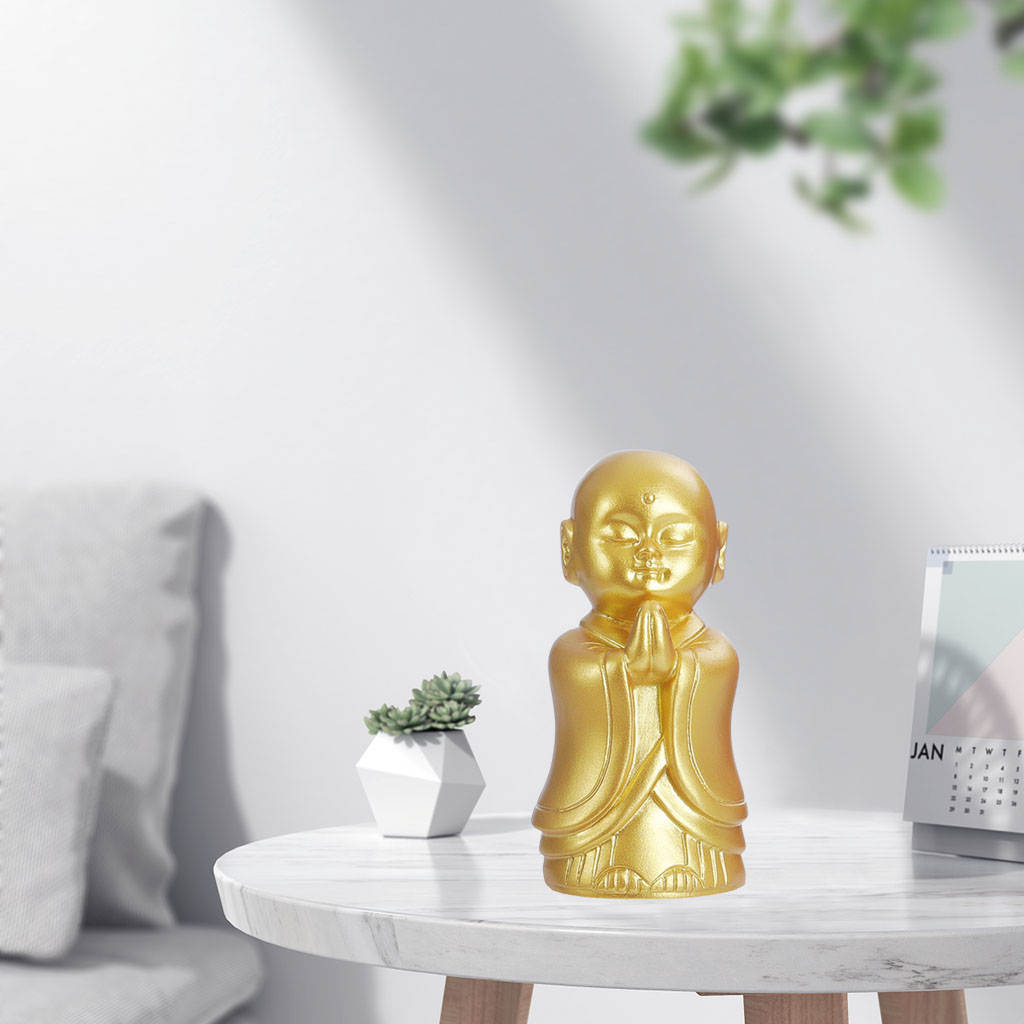 Fengshui Buddha Sculpture Ornament, Buddhism Statue Hand Made, Meditation Golden Resin for Home Decor Indoor Office