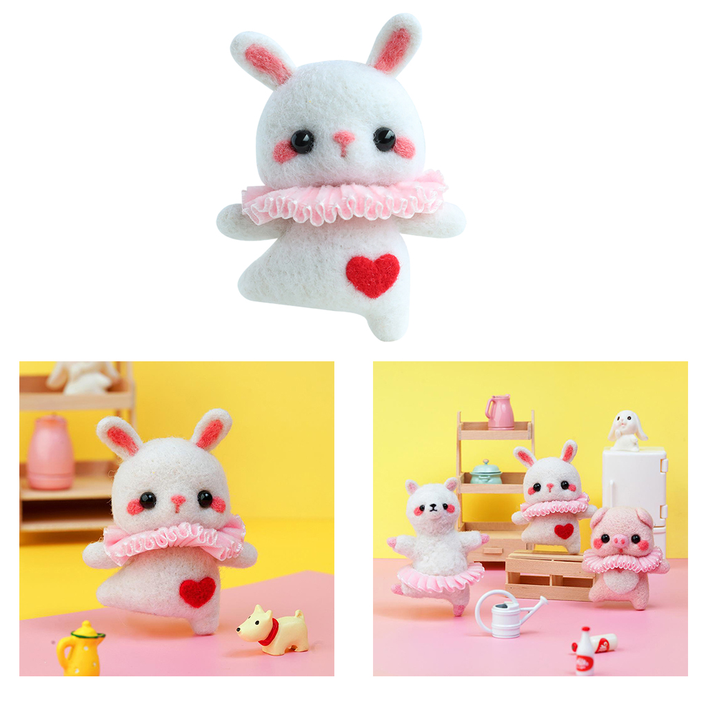 Wool Felting Needle Kitting DIY Cute Animal Dog Pig Rabbit Wool Felting Package Non-Finished Handmade Needle Felting Supplies