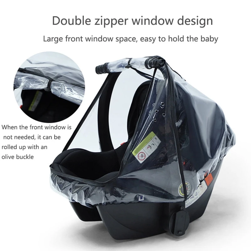 Baby Car Seat Rain Cover Food Grade EVA Stroller Weather Shield Waterproof Windproof Breathable Clear Raincoat D5QA baby trend expedition double jogger stroller accessories	