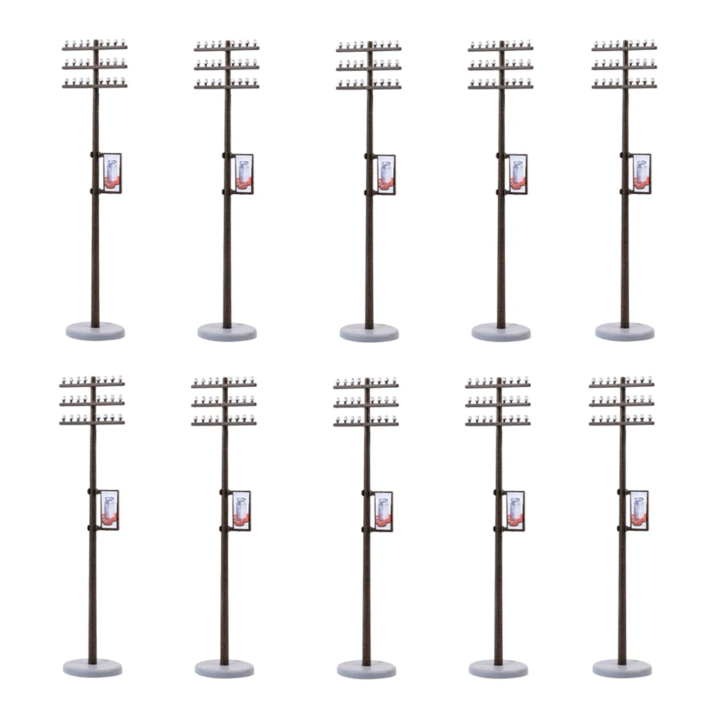 10x Standard 1:87 Electric Line Pole for Train Street LANDSCAPE LAYOUT HO