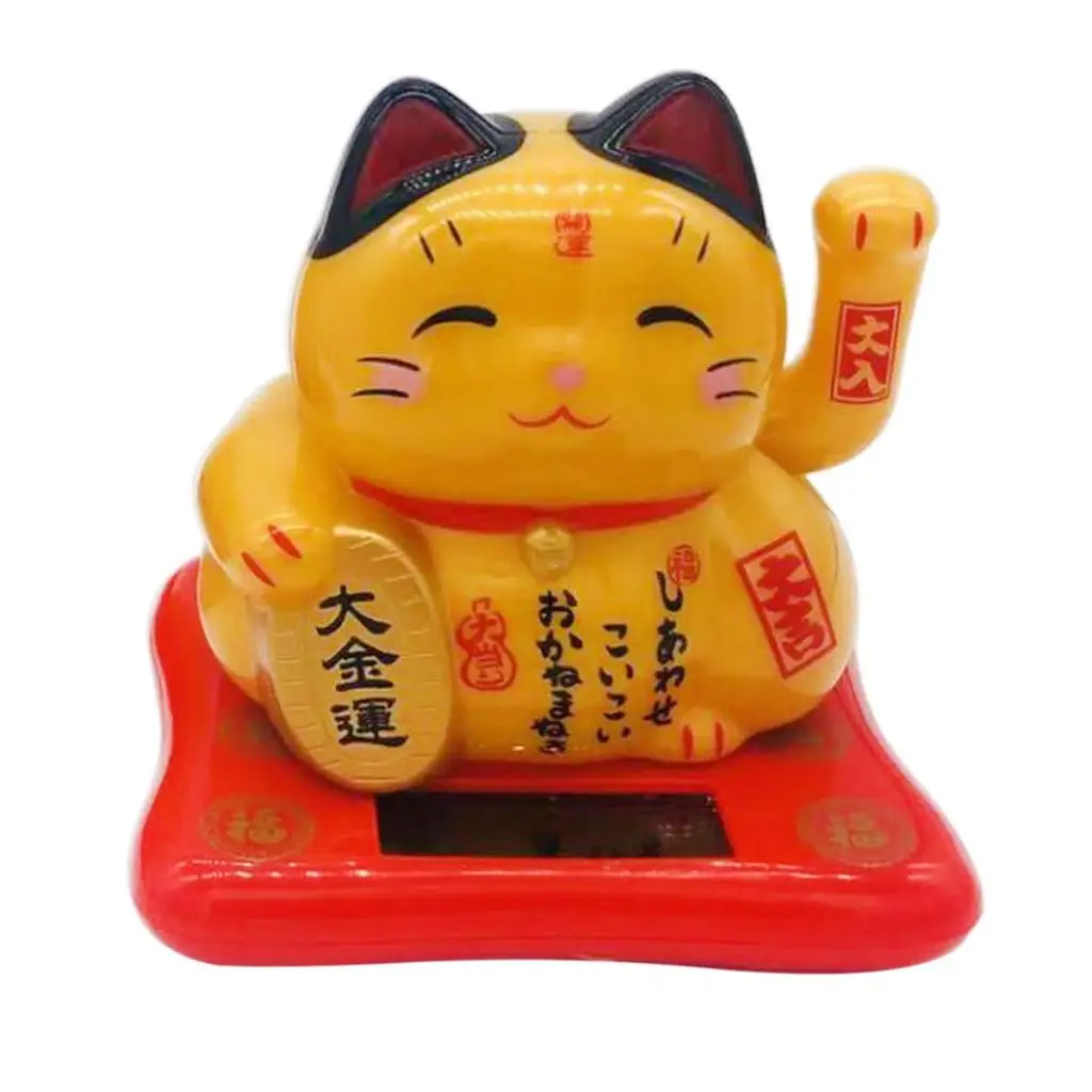 Fortune Welcoming Luck Wealth Cat Solar Powered Dancing Figurine Car Decor
