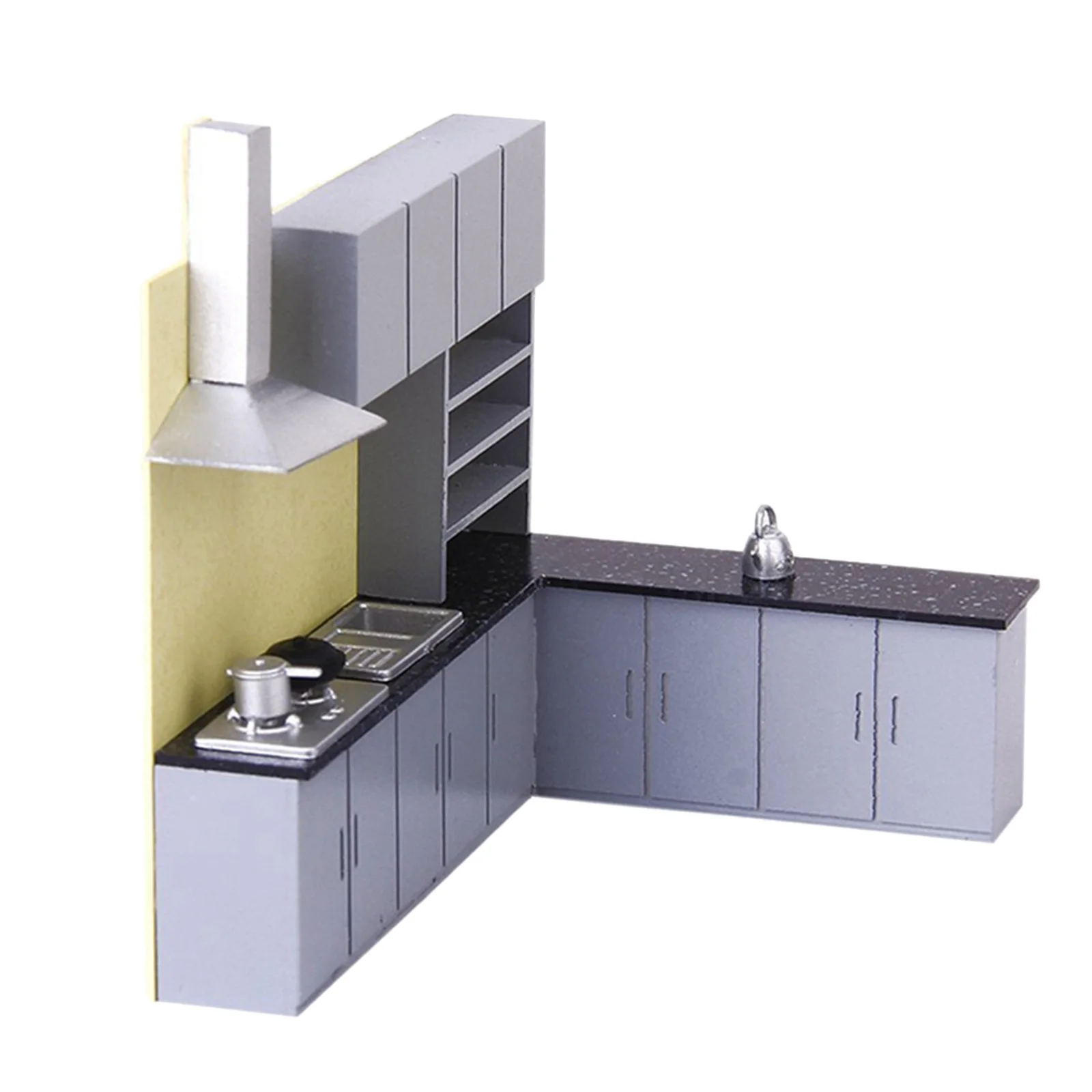 Dollhouse Kitchen Dining Room Furniture Decor - 1/25 Scale Miniature Kitchen Cabinet Cupboard Model Set