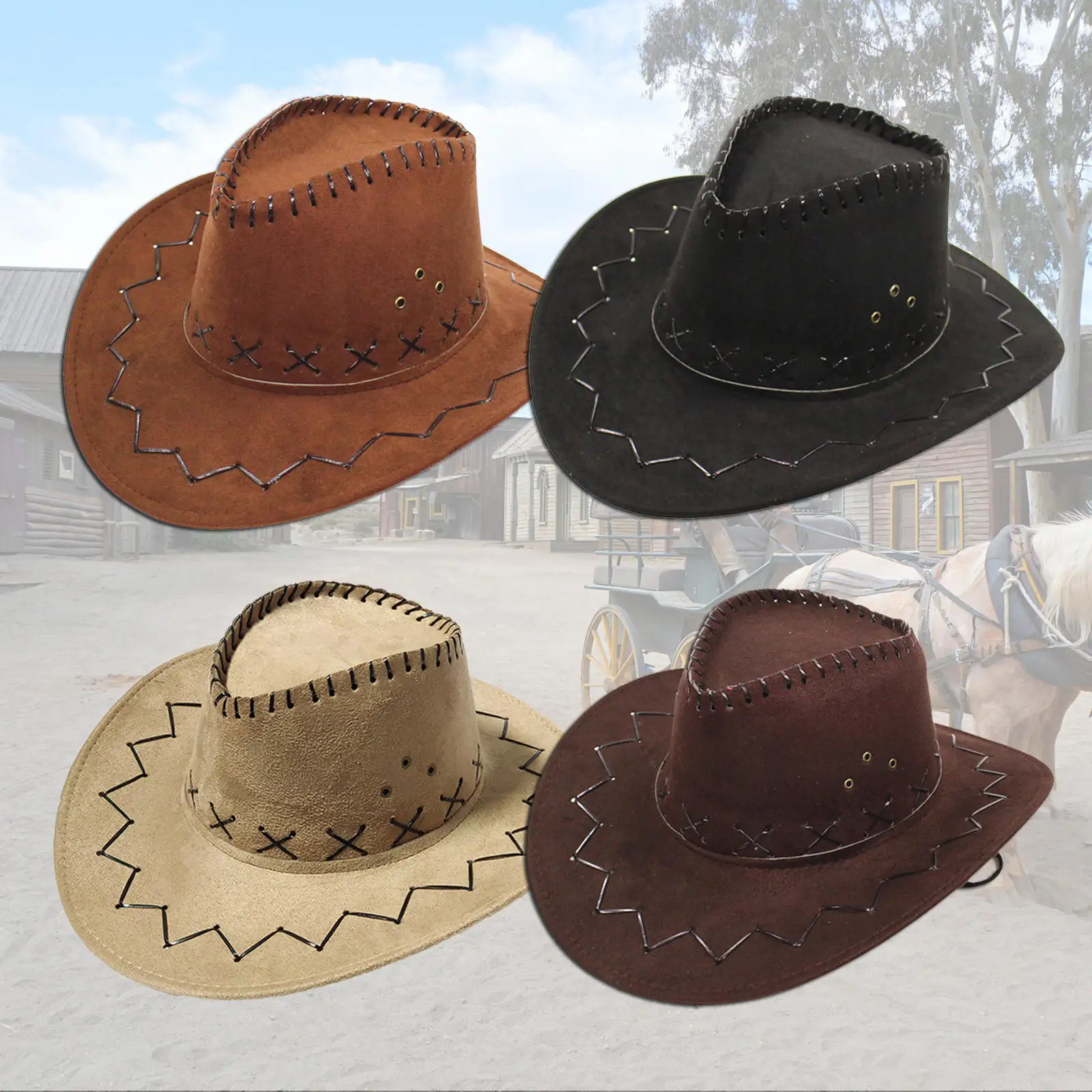 Western Cowboy Hat For Gentleman Cowgirl Jazz With Gentleman Suede Sombrero 