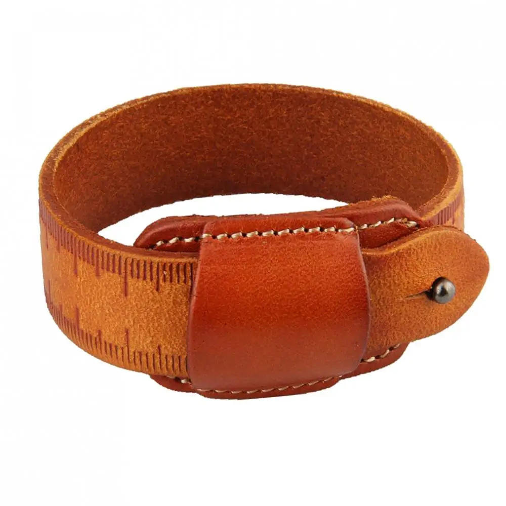 Unique Ruler Design Women Men PU Leather Bracelet Bangle Wrist Band Cuff