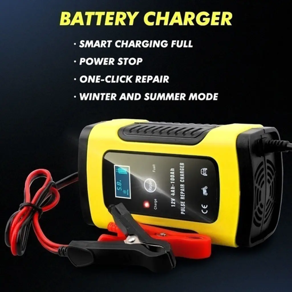 Full Automatic Car Battery Charger 12V6A Fast Power Charging Digital LCD Display