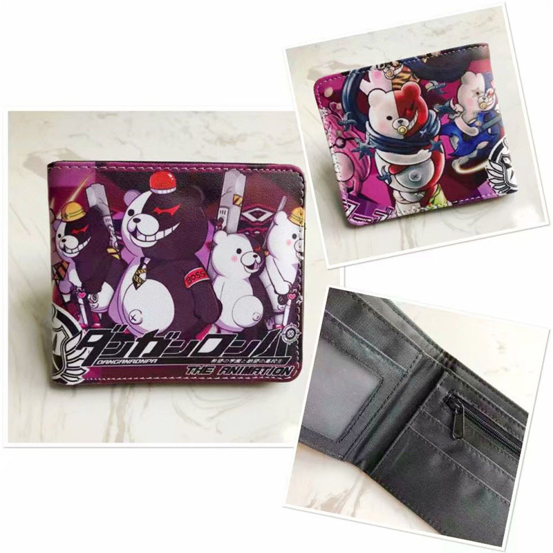 Anime danganronpa monokuma carteira moda pu bolsa