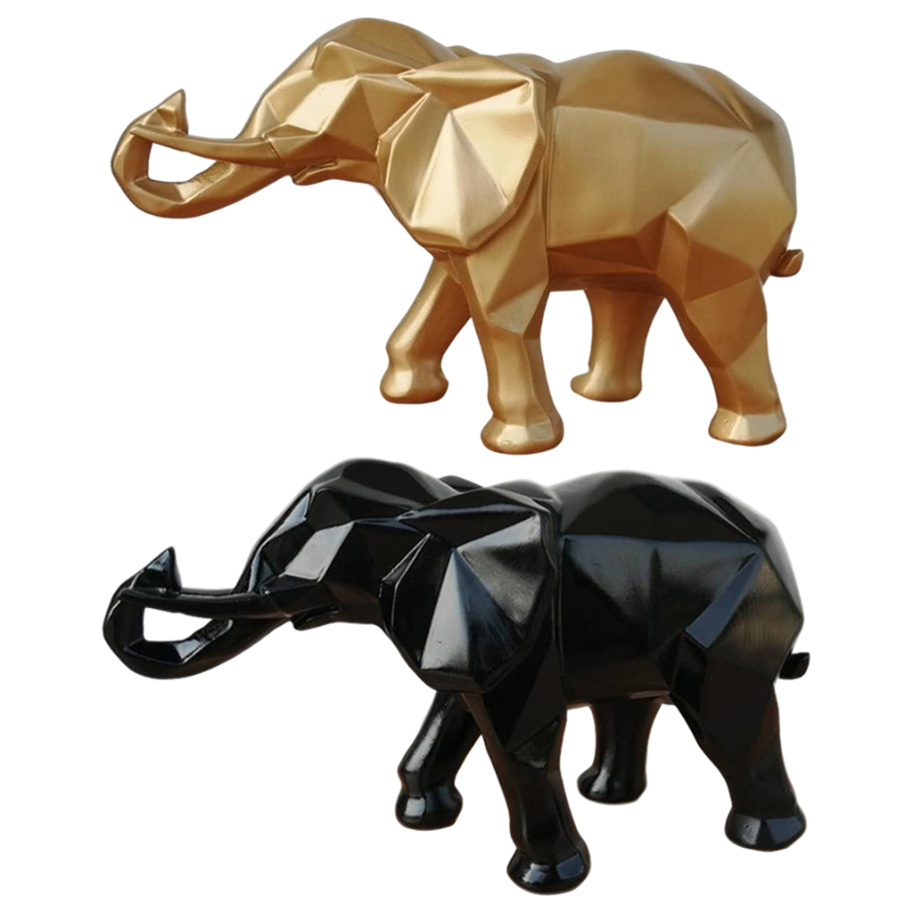 Modern Abstract Resin Elephant Statue Figurine Decorative Desktop Table Centerpieces Geometry Sculpture Indoor Home Office Decor