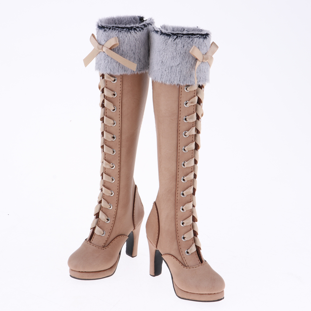 Stylish 1/3 BJD Shoes Suede Knee-High Boots Zipper  Boots With Bowknot For Dollfie for DOD Doll High Heels Winter Clothing