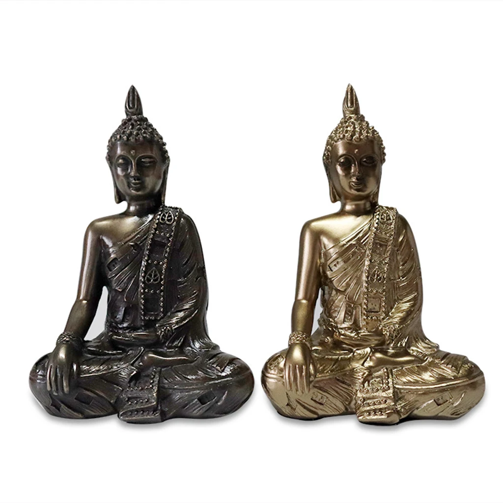 Decorative Black & Silver Thai Buddha Enlightenment Peace Serenity Ornament 
