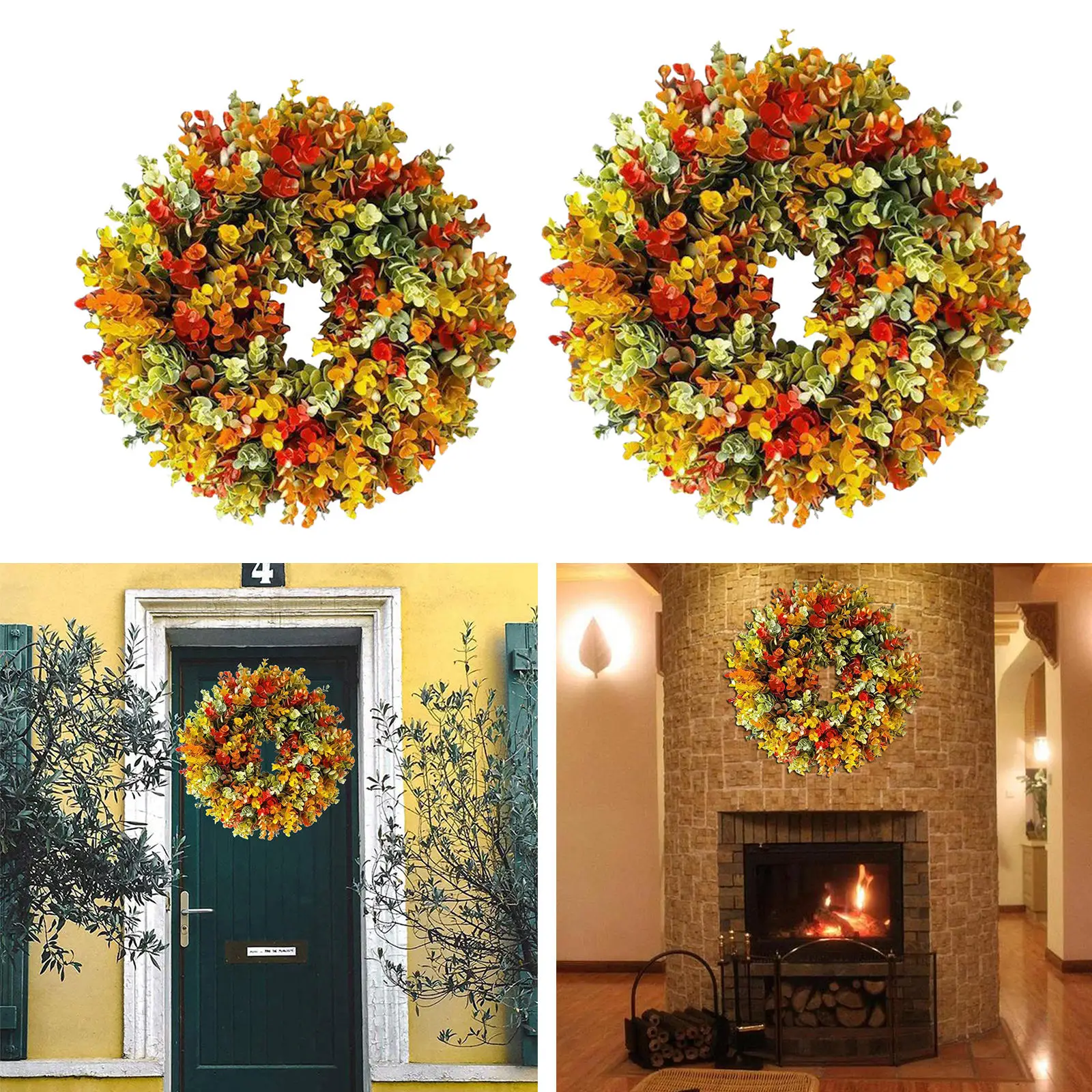 Artificial Autumn Garland Eucalyptus Wreath Home Office Wall Wedding Decor Festival Celebration Ornaments
