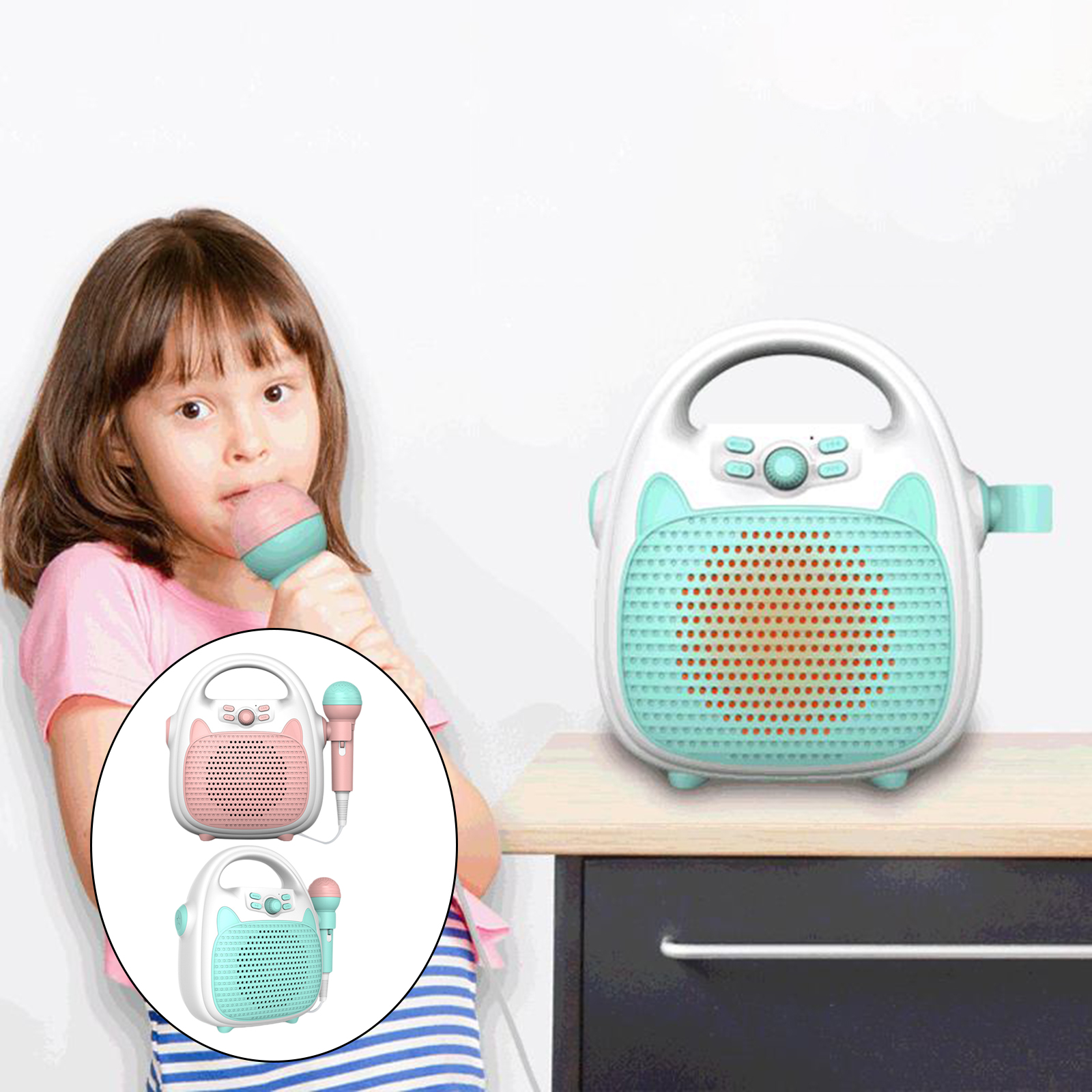 Bluetooth Kids Karaoke Machine Speaker Girls Boys Singing Toys Microphone Toy Build in LED Light Show Indoor Outdoor