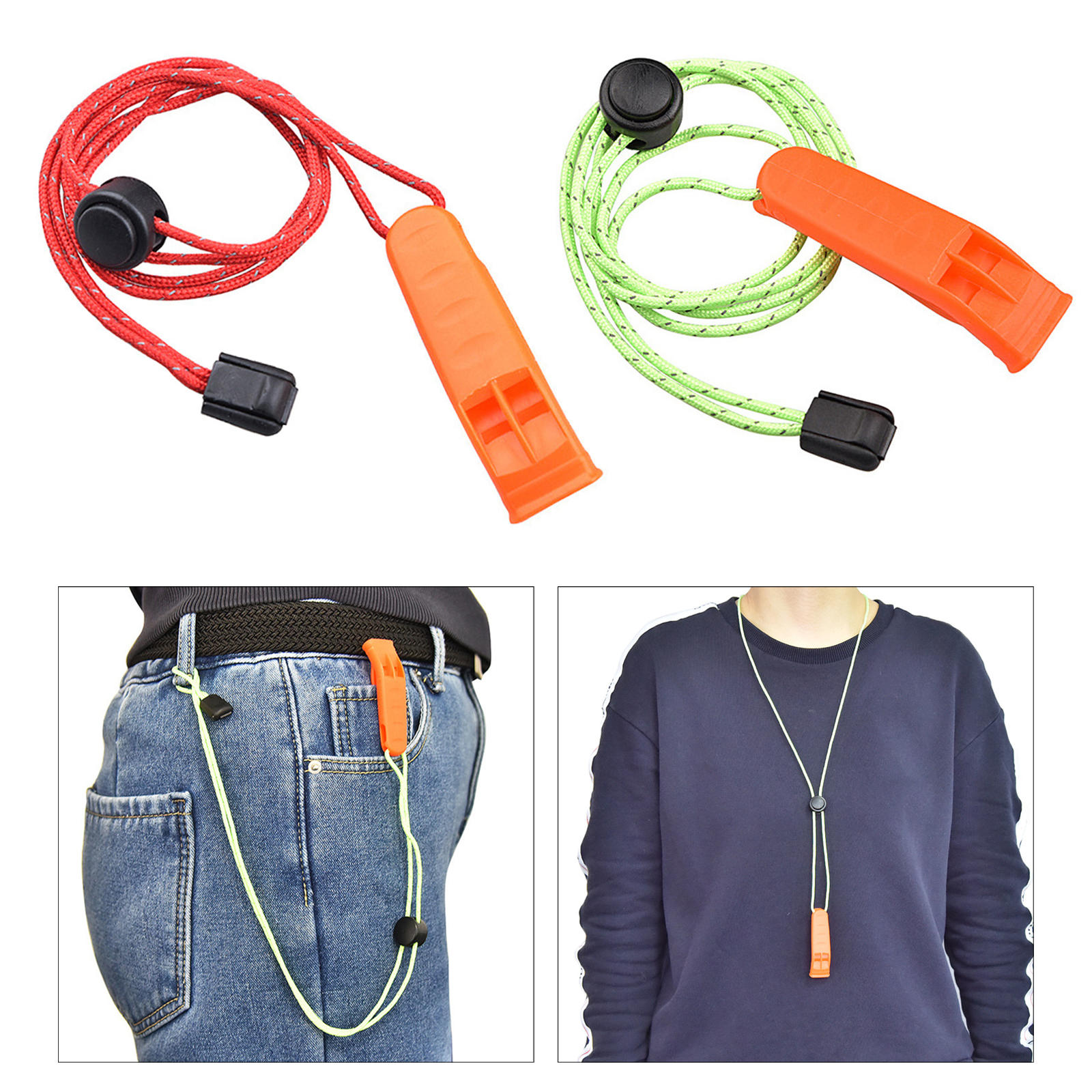 Plastic Emergency Whistles Portable Outdoor Survival Whistle Loud Sound with Lanyard for Camping Hiking Kayak Fishing Lifeguard