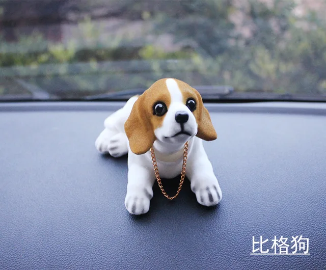 Muñeco de coche creativo muñeco de perro con cabeza móvil realista juguetes  para el salpicadero del coche Husky Beagle