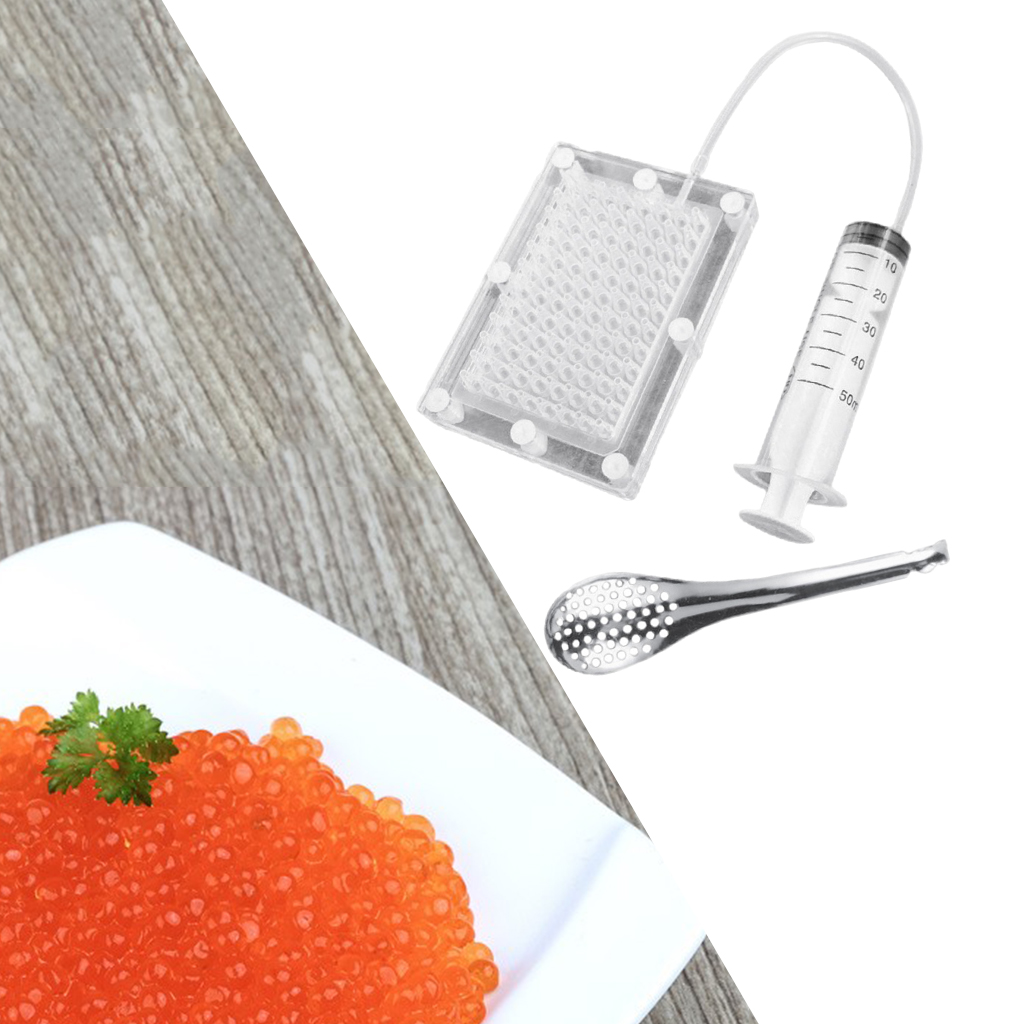 Molecular Gastronomy Caviar Maker Gourmet Fish Roe Sauce Strainer Spherification Dropper with Tube & Spoon Kit Kitchen Gadgets