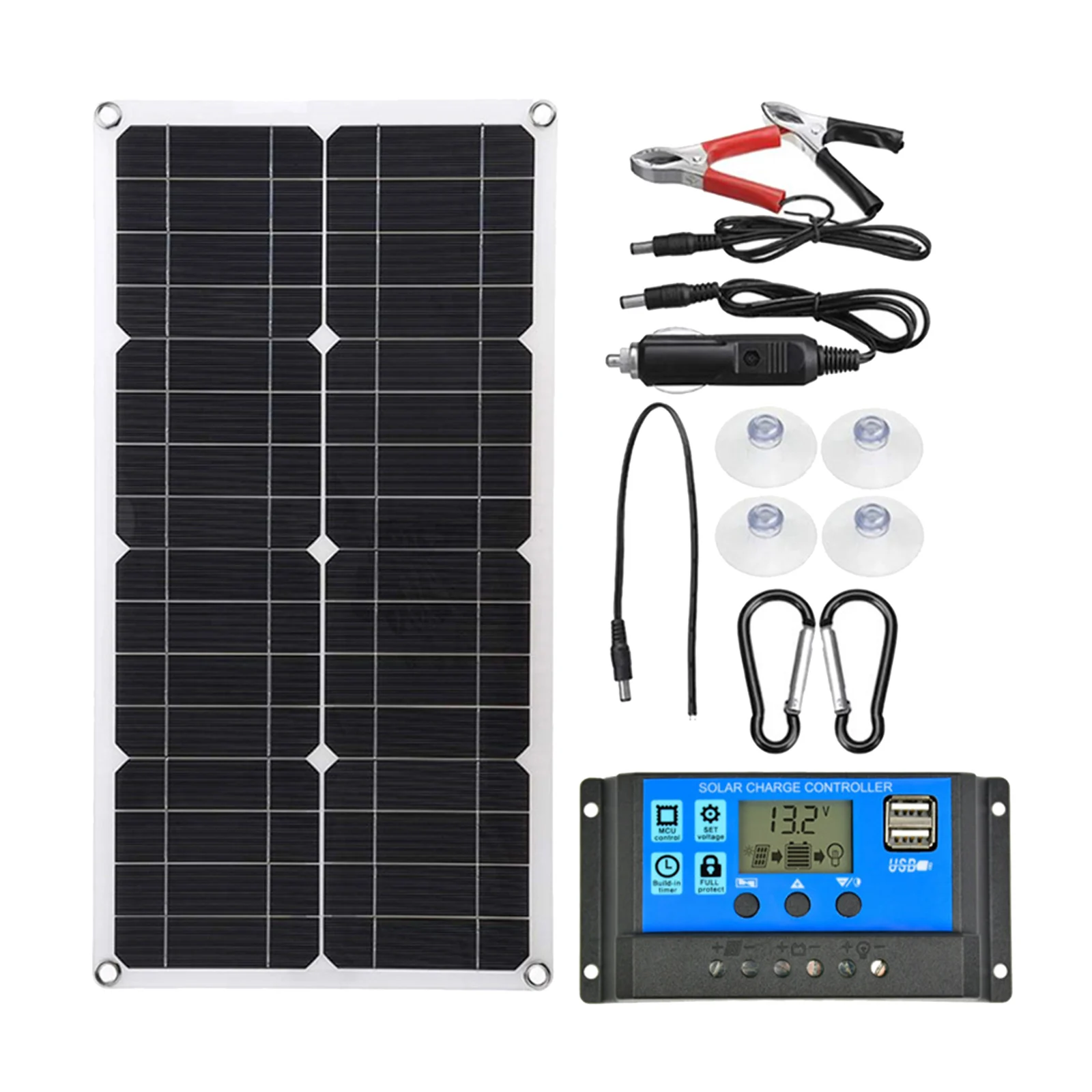 100 Watt Solar Panel Starter Kit with 130cm DC Male Cable for Boat, Caravan, RV and Other Off Grid Applications