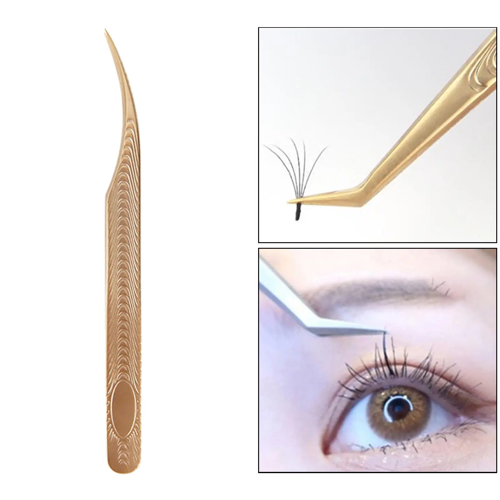 Stainless Steel Eyelash Tweezers Extension Straight and Curved Tip Nippers False Lash Application Tools Lash Extension Supplies