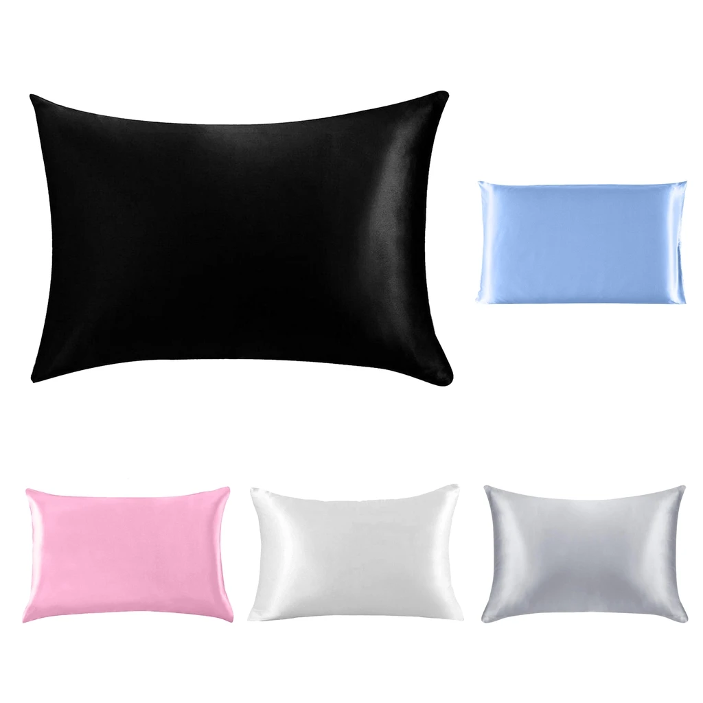 Soft Satin Pillowcase Beauty Pillow Cover with Zipper - Standard 20x26 inch